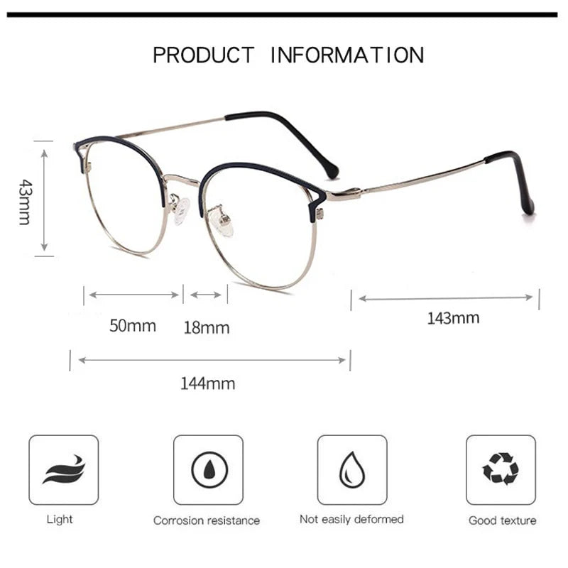 SHAUNA Fashion Anti-Blue Light Metal Cat Eye Glasses Frame Fashion Cat Ear Optical Frames Women