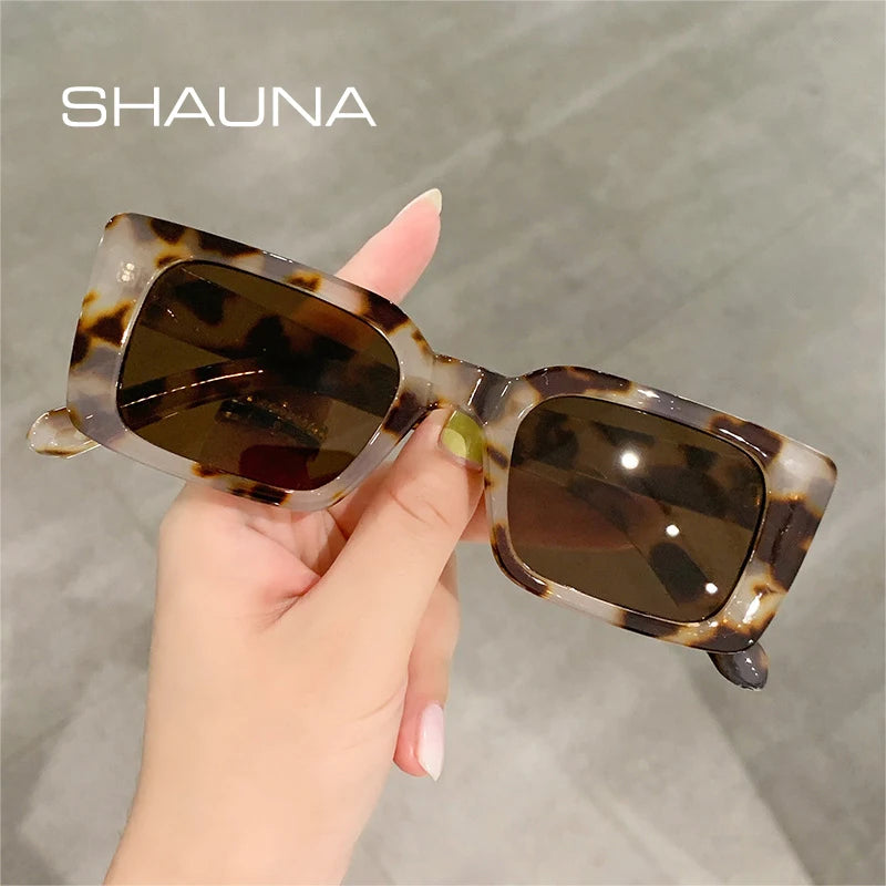 SHAUNA Rétro Petites Lunettes De Soleil Rectangulaires Femmes Mode Léopard Dégradé Hommes Nuances UV400 Tendance Lunettes De Soleil Carrées