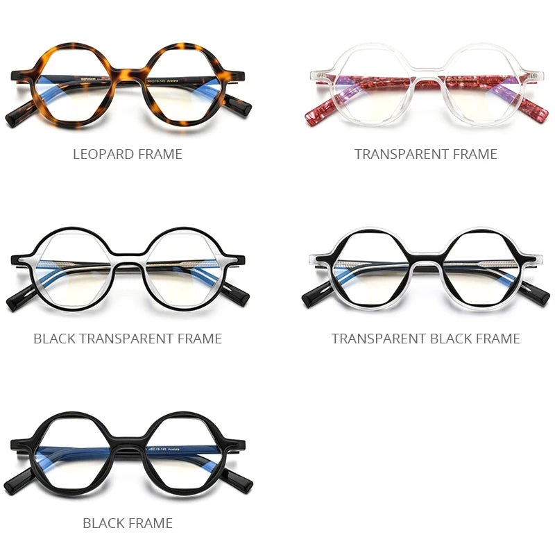 HEPIDEM Acetat Brille Damen 2021 Neu Retro Vintage Polygon Brillengestell Herren Optische Brille 9156