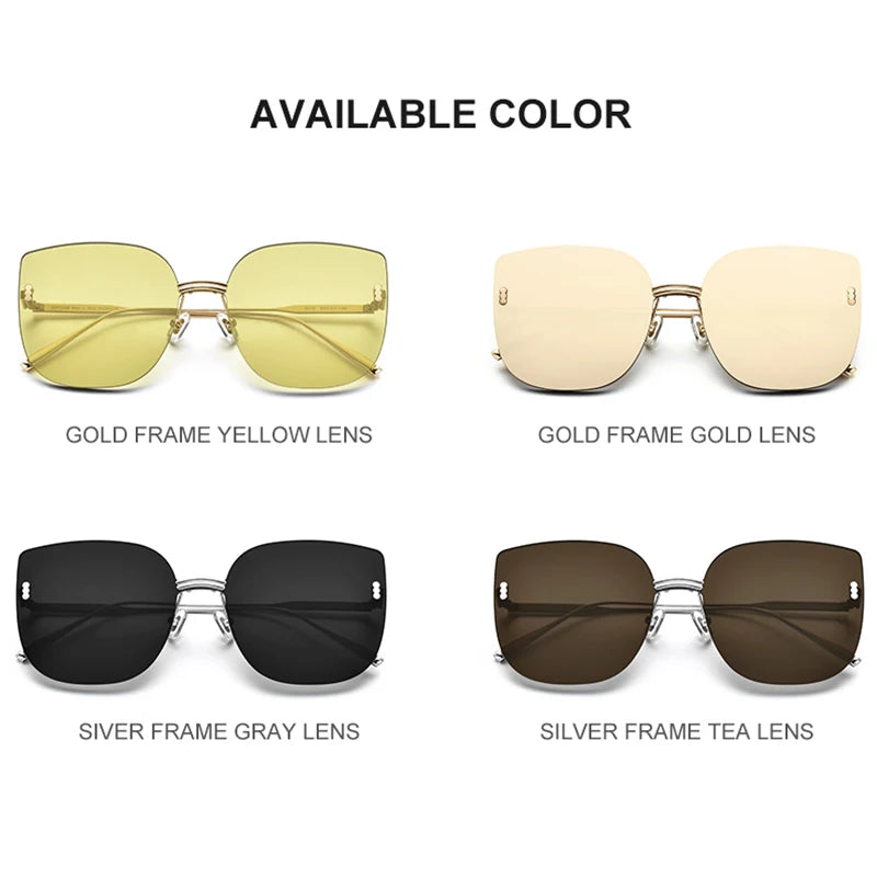 HEPIDEM Rimless Sunglasses Women 2020 Luxury Brand Fashion High Quality Alloy Square Sun Glasses for Men with Nylon Lens 5015