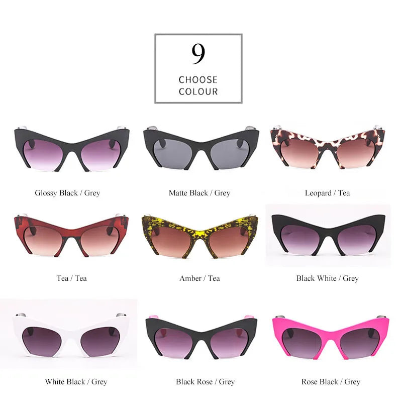 SHAUNA Classic Women Cat Eye Sunglasses Retro Half Frame Doulbe Colors Frame Gradient Shades UV400