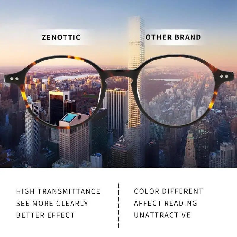 ZENOTTIC (taille XS) Lunettes rétro en acétate anti-lumière bleue bloquant la monture optique ronde Lunettes de vue tendance pour ordinateur Unisexe