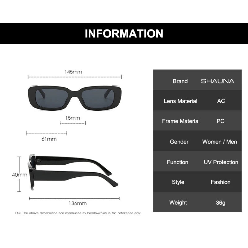 SHAUNA Vintage Rectangle Sunglasses Women Fashion Ocean Film Shades Men UV400