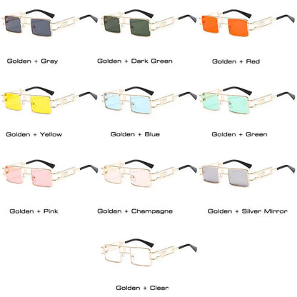 SHAUNA Retro Punk Rectangle Sunglasses Women Fashion Hollow Out Metal Frames Steampunk Shades Men UV400