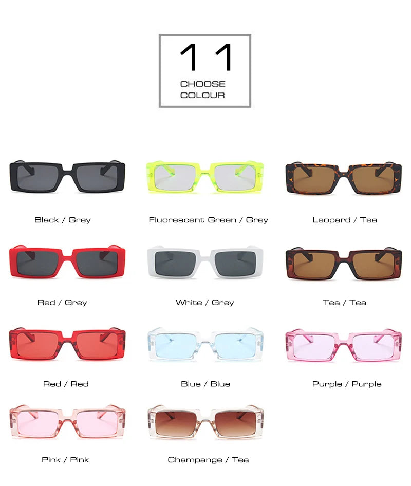 SHAUNA Summer Styles Retro Rectangle Sunglasses Women Fashion Fluorescent Green Shades Men UV400