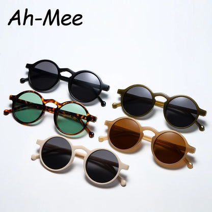 Small Round Sunglasses Women Vintage Brand Designer Brown Sun Glasses Round Frame Rivet Shades Female Ladies UV400