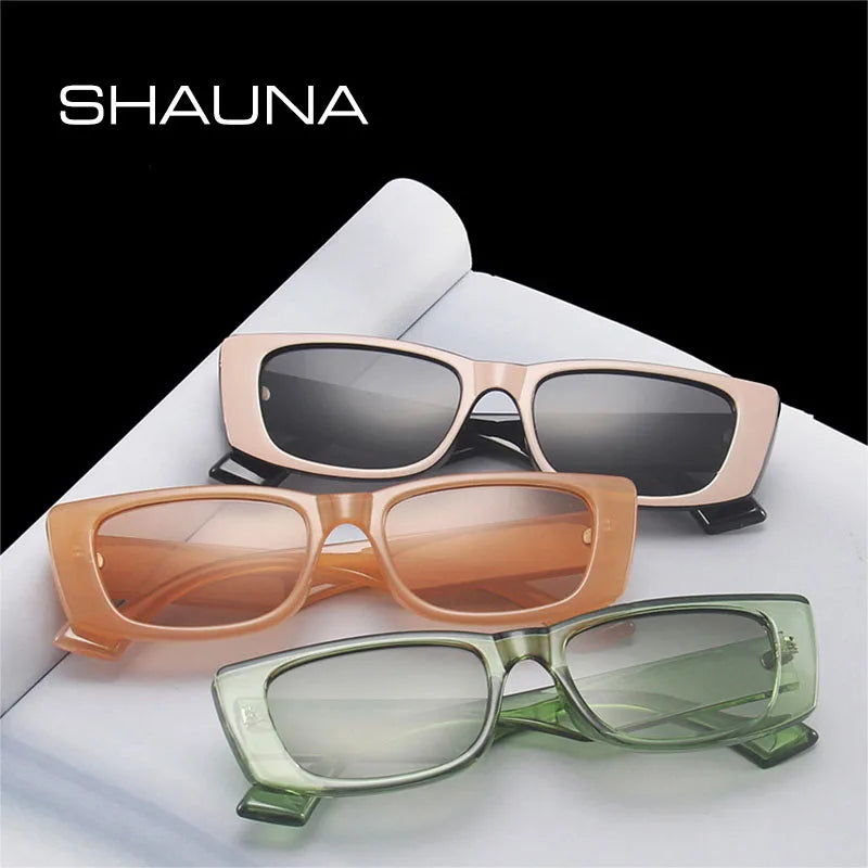 SHAUNA Fashion Small Rectangle Sunglasses Women Brand Designer Retro Jelly Frame Sun Glasses Men Shades UV400