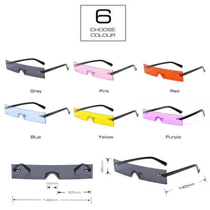 SHAUNA Ins Popular Small Rectangle Sunglasses Women Fashion Clear Red Rimless Shades Men UV400