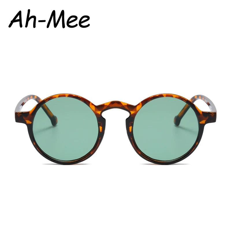 Small Round Sunglasses Women Vintage Brand Designer Brown Sun Glasses Round Frame Rivet Shades Female Ladies UV400