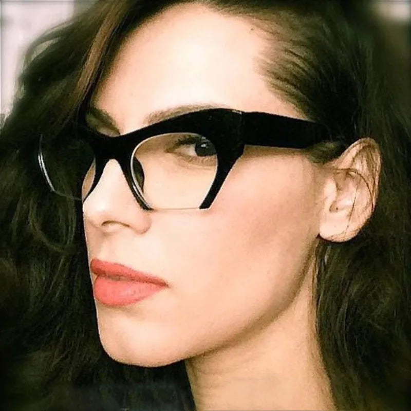 SHAUNA Retro Women Half Frame Cat Eye Glasses Frames Fashion Optical Frame