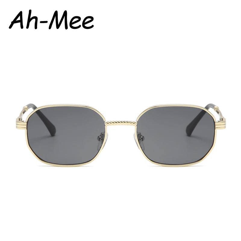 Fashion Square Sonnenbrille Damen Retro Herren Schwarz Gold Metall Unisex Sonnenbrille Trendy Klassischer Stil Punk Farbverlauf Schatten UV400