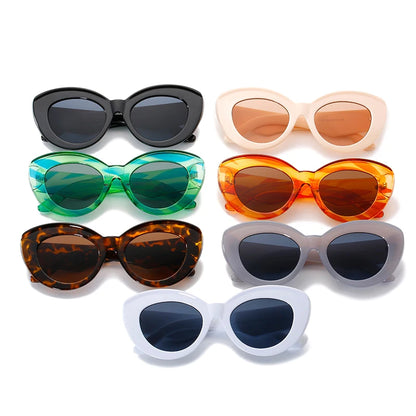 SHAUNA Retro Oversized Cat Eye Colorful Sunglasses Women Fashion Green Orange Eyewear Shades UV400 Trending Men Sun Glasses