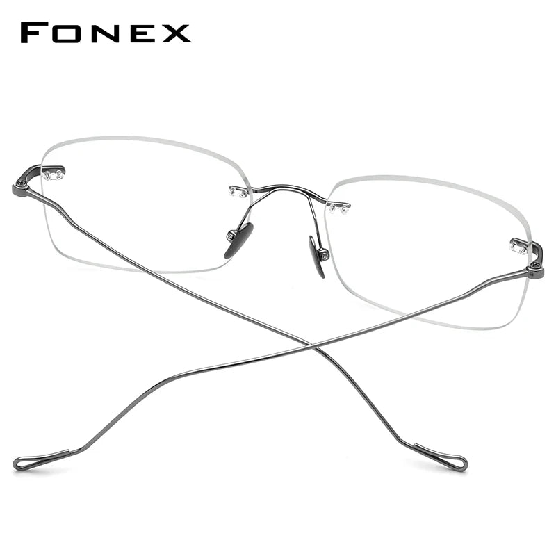 FONEX Titanium Eyeglasses Men 2020 New Rimless Square Eyeglasses Women Frameless Frames Eyewear 8559