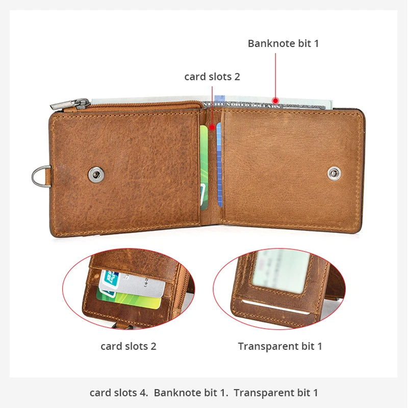 HEPIDEM RFID High Quality Crazy Horse Genuine Leather Slim Wallet 2020 New Front Pocket Money Dollar Bill Purse for Men K055