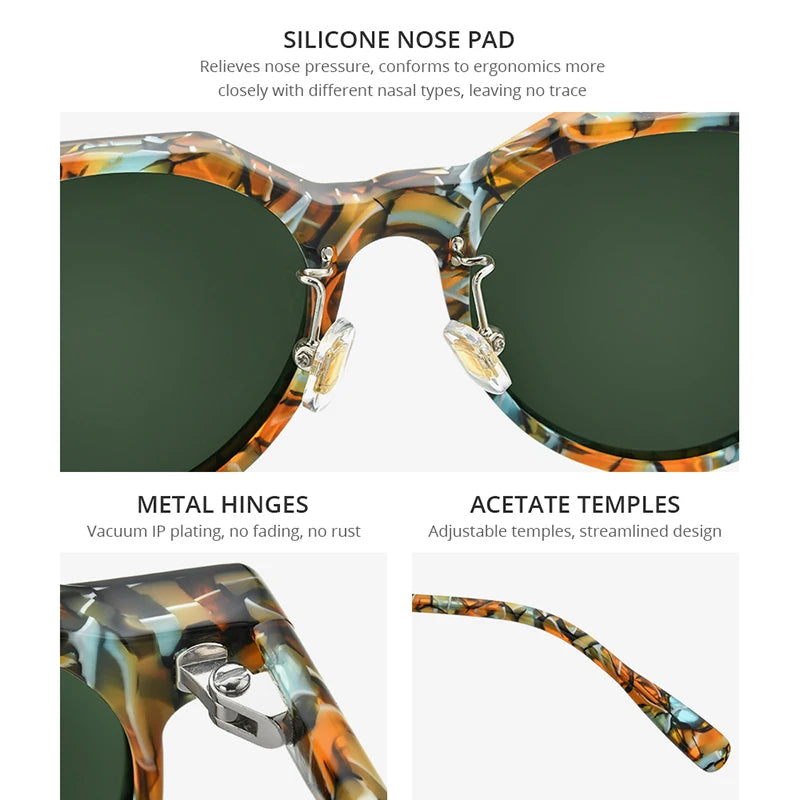 Lunettes de soleil polarisées en acétate HEPIDEM pour hommes et femmes, nouvelles lunettes de soleil rondes rétro vintage 2022, nuances 9185T