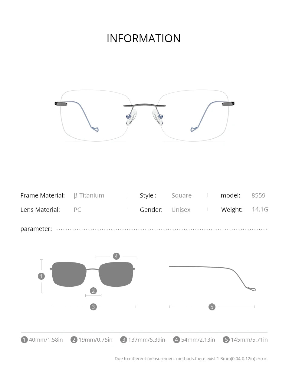 Lunettes de vue en titane FONEX pour hommes 2020, nouvelles lunettes carrées sans monture pour femmes, montures sans cadre, lunettes 8559