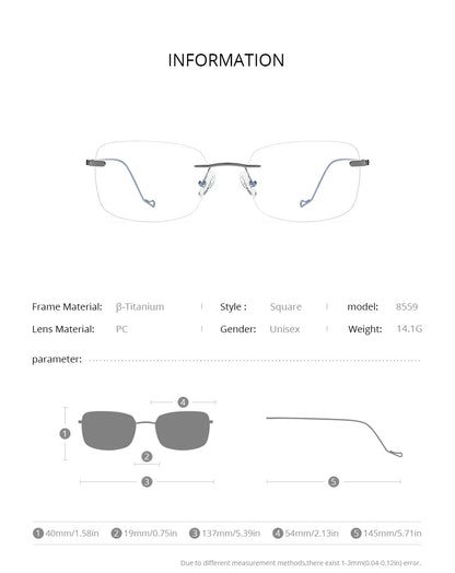 FONEX Titanium Eyeglasses Men 2020 New Rimless Square Eyeglasses Women Frameless Frames Eyewear 8559