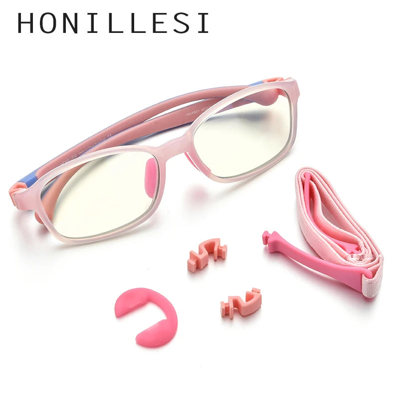 HONILLESI Silicone Anti Blue Light Blocking Glasses for Kids Children Boys Girl Antiblue Protection Eyeglasses AB01