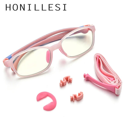 HONILLESI Silicone Anti Blue Light Blocking Glasses for Kids Children Boys Girl Antiblue Protection Eyeglasses AB01