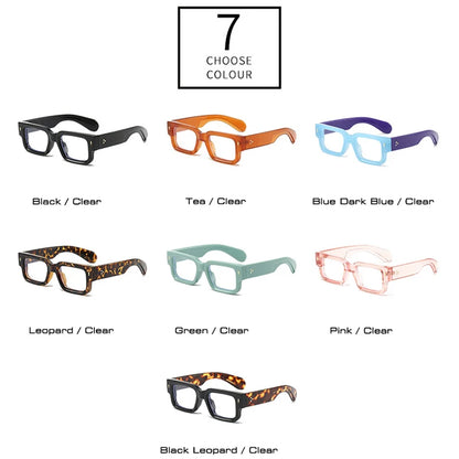 SHAUNA Square Women Wide Legs Glasses Frame Clear Anti-Blue Light Eyewear Optical Men Retro Rivets Decoration Frame