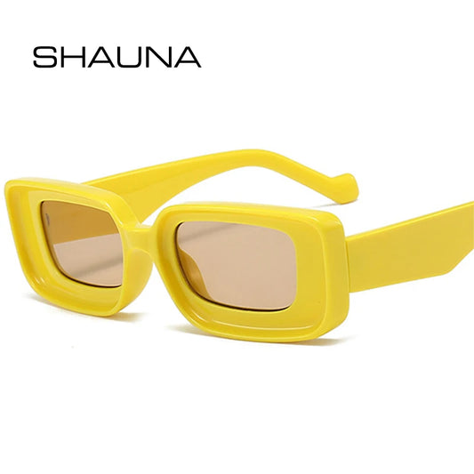 SHAUNA Nouvelles lunettes de soleil rectangulaires couleur bonbon pour femmes, marque vintage, design, tendance, champagne, punk