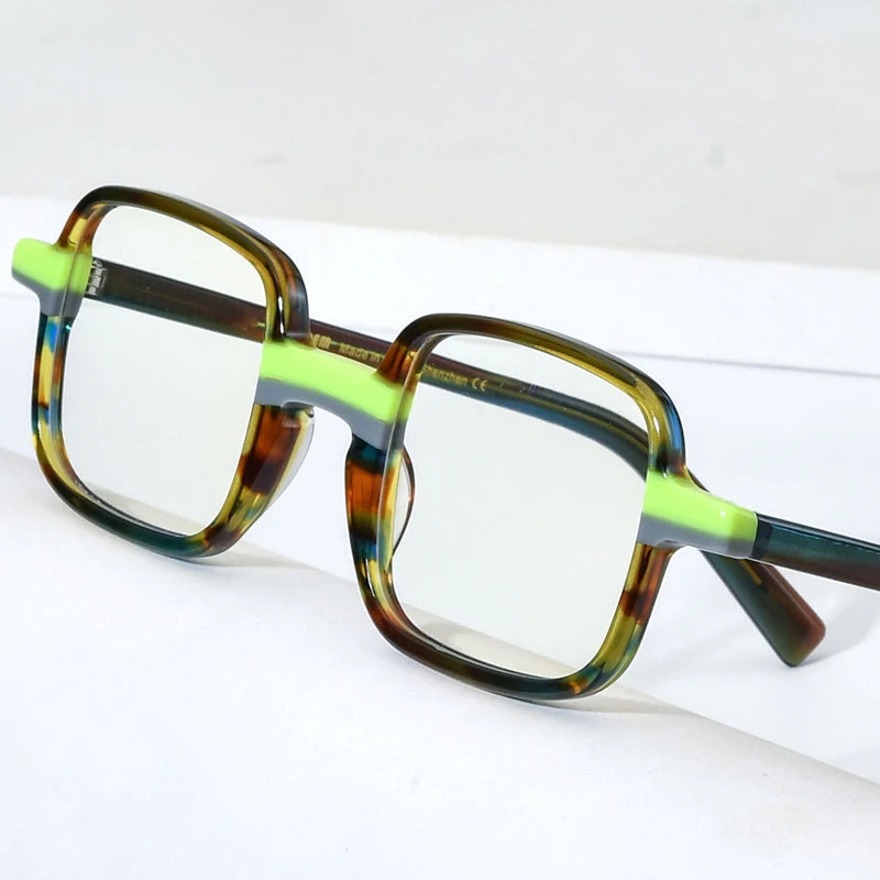 HEPIDEM Multicolor Acetate Glasses Men Retro Square Eyeglasses Women Frame Spectacles Eyewear 9246