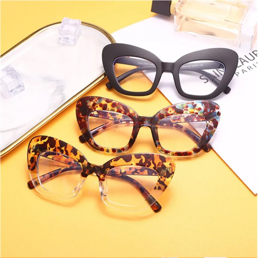 New Fashion Vintage Anti Blue Light Cat Eye Women Glasse Retro Designer Eyeglasse Frame Ladies Ins Trending Clear Computer