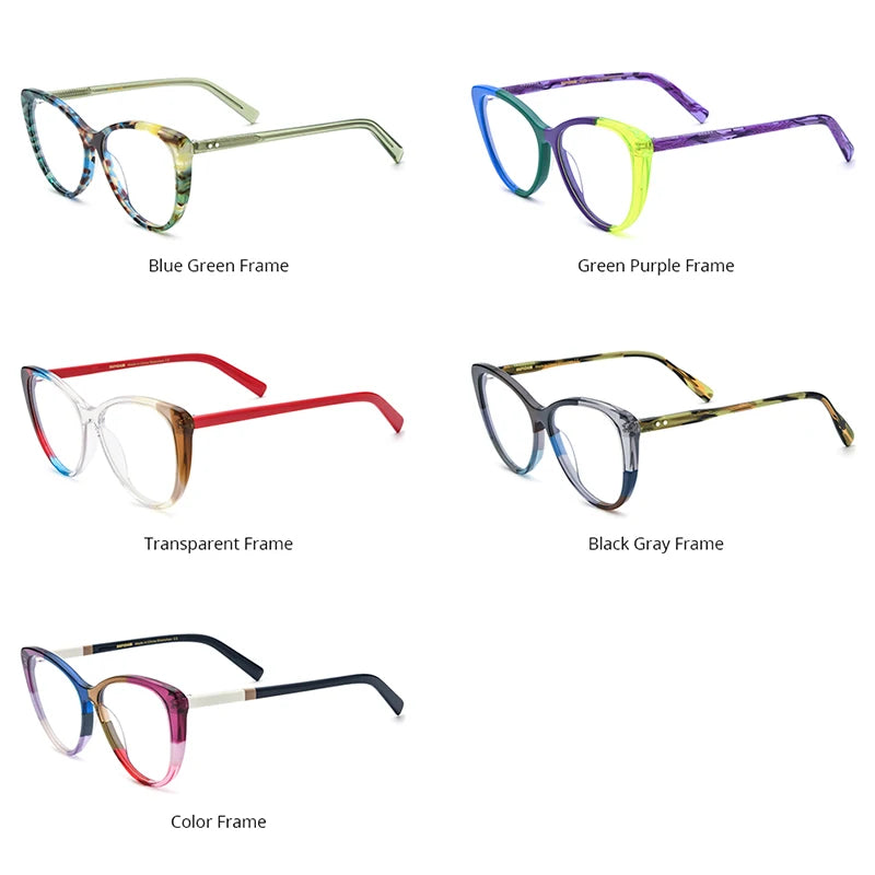 HEPIDEM Multicolor Acetate Glasses Women 2023 New Cat Eye Eyeglasses Cateye Spectacles Eyewear H9299