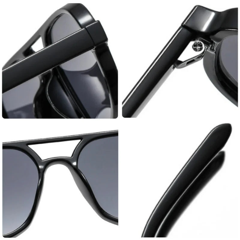 Neue Retro-Sonnenbrille mit Doppelsteg, Herrenmode, schlichte, leichte, quadratische Sonnenbrille für Damen, Ins-Trend-Sonnenbrille, UV400, Wholesa Eyegals