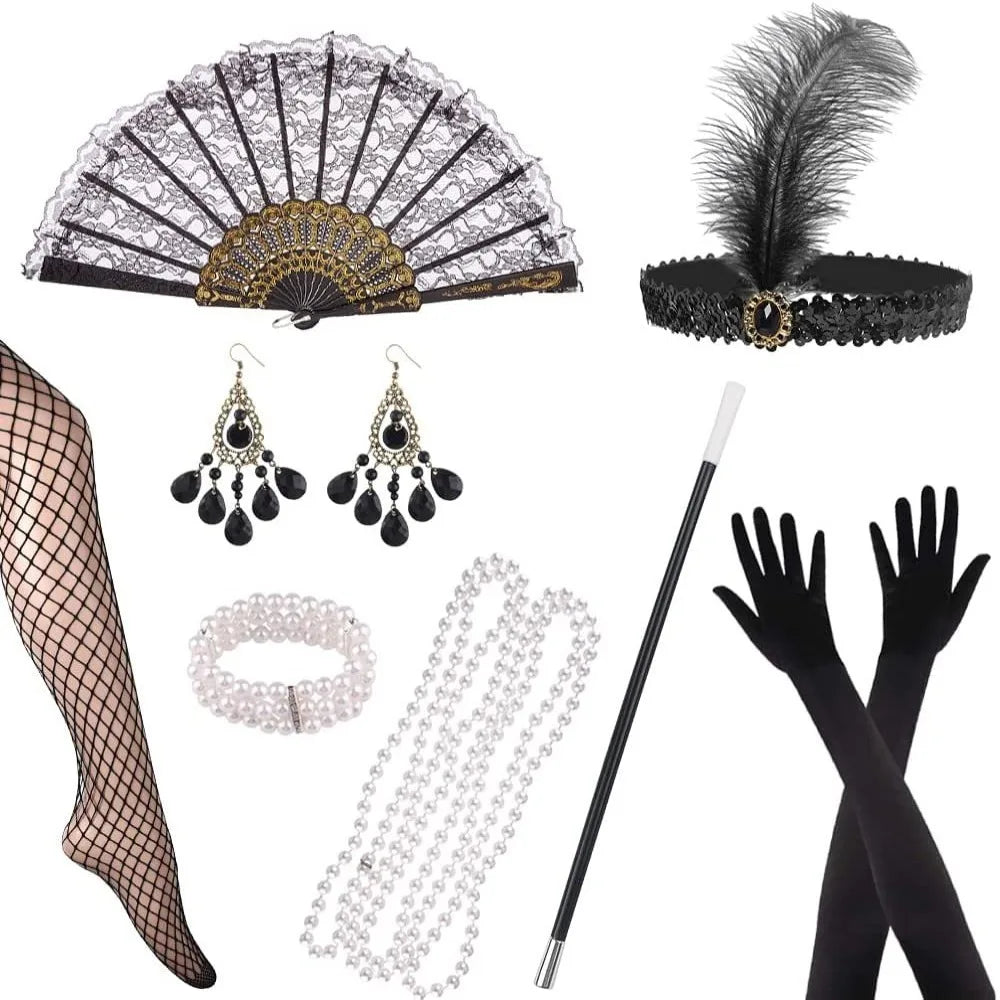 Accessoires pour cheveux Cosplay Mode Années 1920 Great Gatsby Party Bandeau pour cheveux Charleston Costume Flapper Cheveux Plume Coiffe