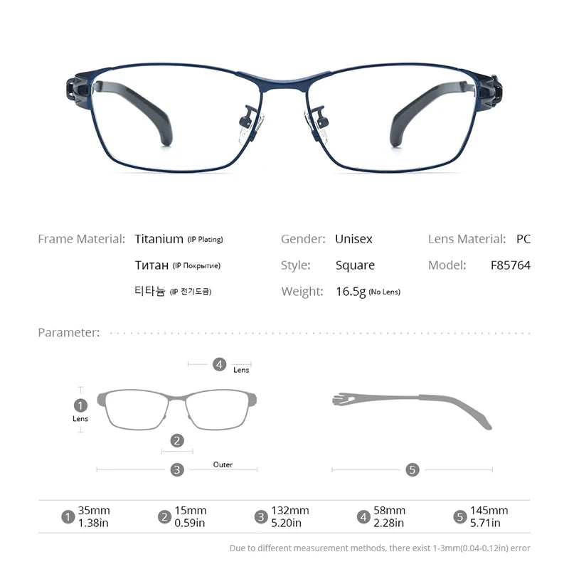 FONEX Titanium Eyeglasses Men Retro Square Ultralight Glasses 2024 New Male Eyewear F85764