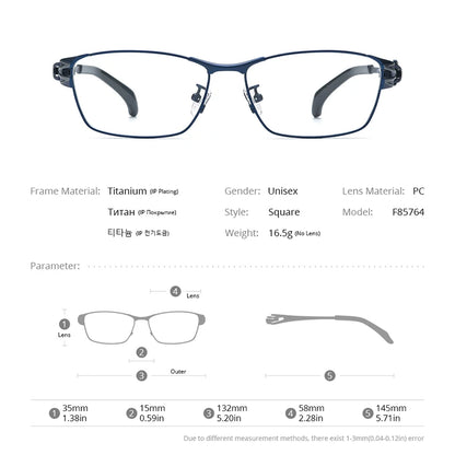 FONEX Titanium Eyeglasses Men Retro Square Ultralight Glasses 2024 New Male Eyewear F85764