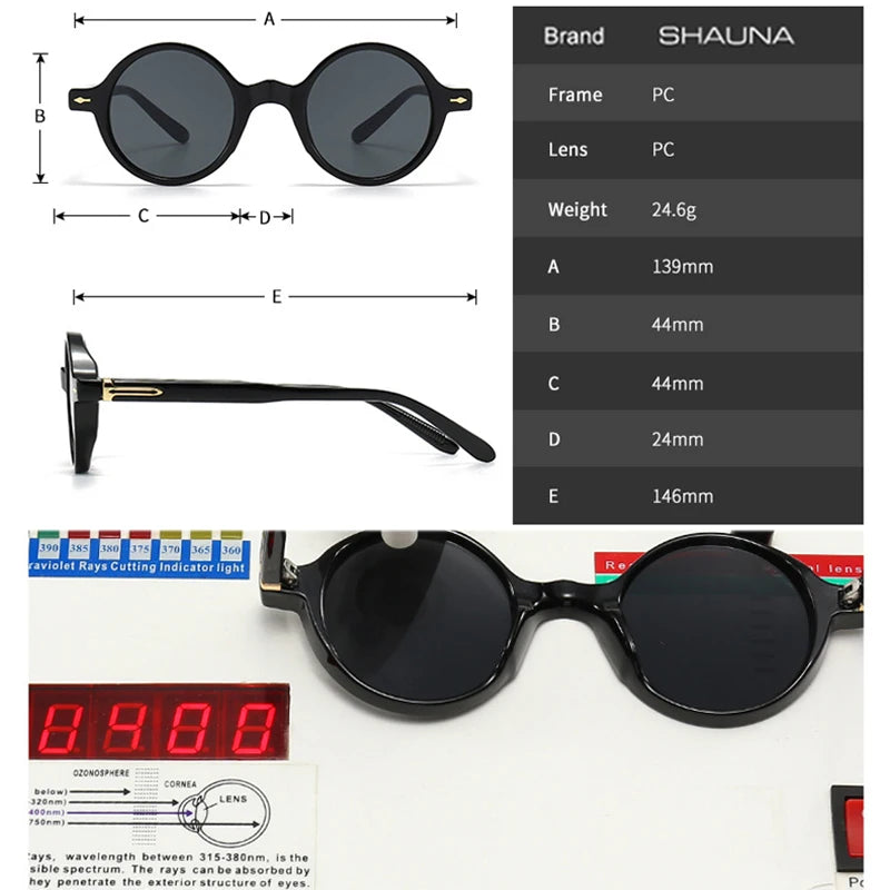 SHAUNA Modische runde Damen-Sonnenbrille mit Punk-Farbverlauf, Retro-Nieten, Herren-Sonnenbrille, UV400