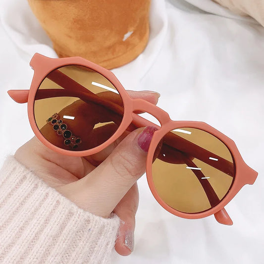 New Fashion Children Glasses Vintage Round Outdoor Sun Protection Sunglasses Baby Girls Acrylic UV400 Sunglasses Kids Eyeglasses