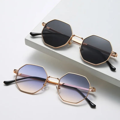 Women Metal Sunglasses Vintage Men Octagon Luxury Brand Design Sun Glasses UV400 Protection Polygon Frame Eyepiece