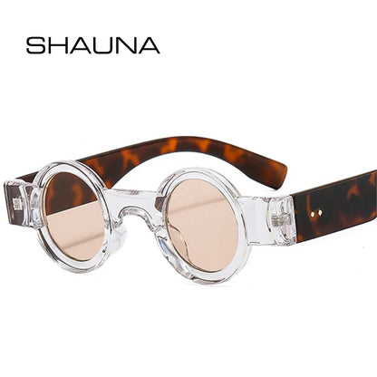 SHAUNA Rétro Petite Ronde Femmes Punk Lunettes De Soleil Nuances UV400 Mode Transparent Ocean Lens Lunettes Hommes Tendance Rivets Lunettes De Soleil