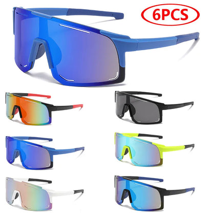 6pcs Cycling Sunglasses Riding Running Men Women Sports Sun Glasses Skiing Fishing Climbing Goggles Bike Mirror Lens Eyewear