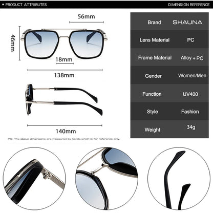 SHAUNA Double Bridges Square Lunettes de soleil de luxe pour femmes Rétro dégradé nuances UV400 hommes Punk lunettes de soleil d'extérieur