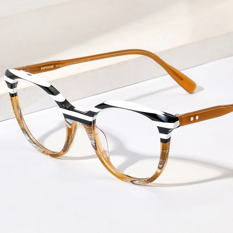 HEPIDEM Multicolor Acetate Glasses Women Retro Square Eyeglasses Men Spectacles Eyewear H9298