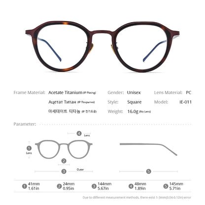 FONEX Acetate Titanium Glasses Men 2023 New Women Simple Retro Square Eyeglasses Eyewear IE-011