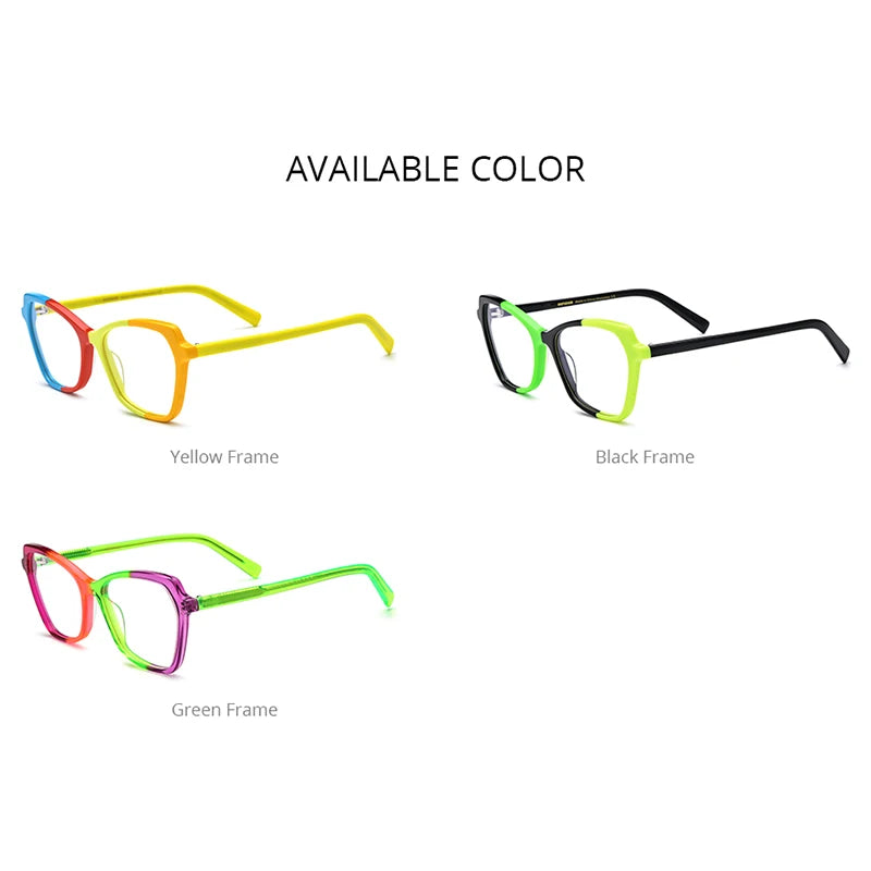 HEPIDEM Multicolor Acetate Eyeglasses Frame Women 2023 New Cat Eye Glasses Cateye Spectacles Eyewear 9276