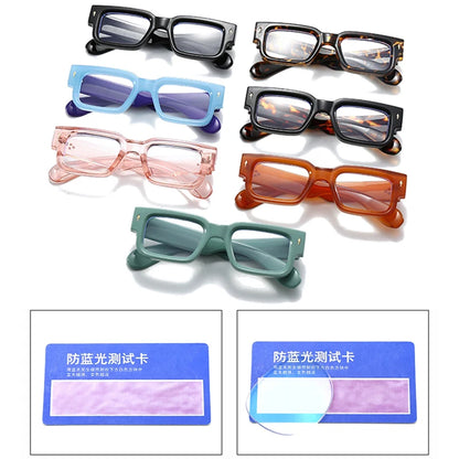 SHAUNA Square Women Wide Legs Glasses Frame Clear Anti-Blue Light Eyewear Optical Men Retro Rivets Decoration Frame