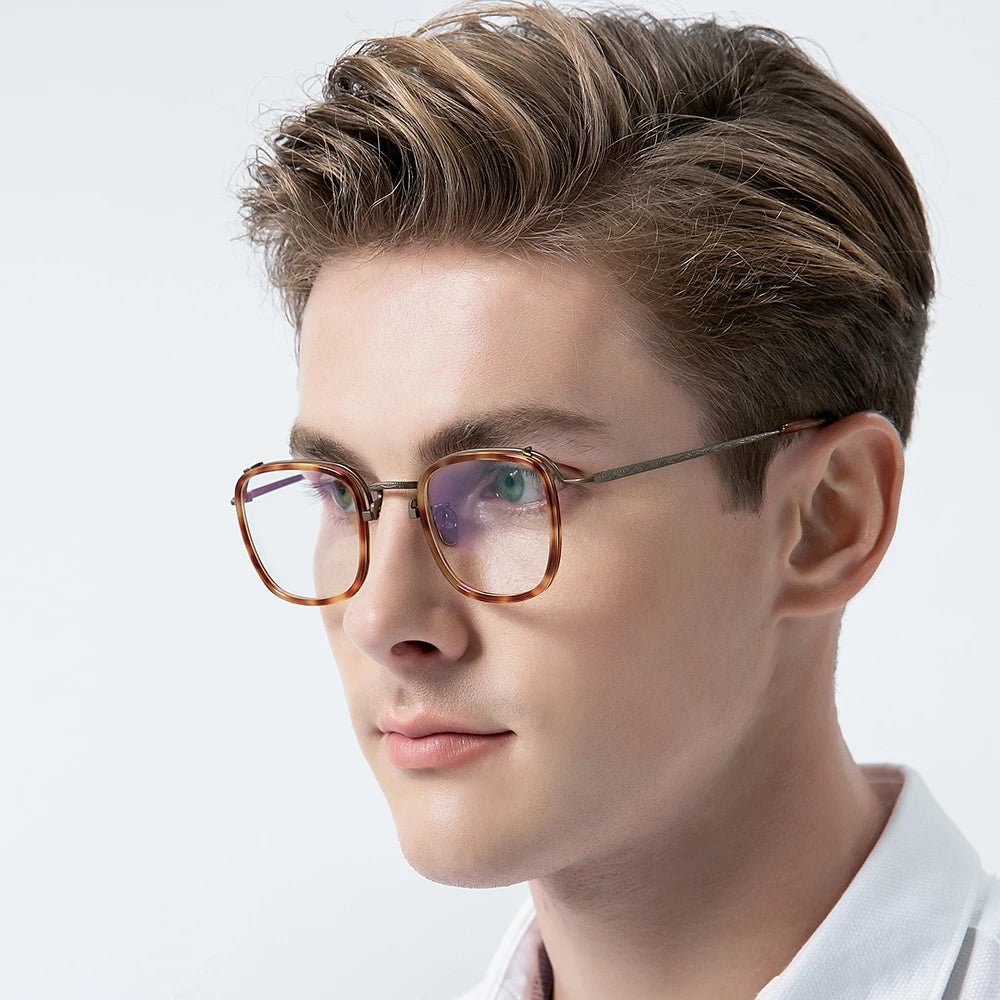 FONEX Acetate Titanium Glasses Men 2022 New Vintage Square Eyeglasses Women Spectacles Eyewear F85730