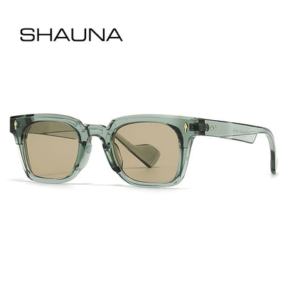 SHAUNA Nouvelles lunettes de soleil carrées à rivets pour femmes, nuances UV400 rétro dégradé hommes bleu vert lunettes de soleil