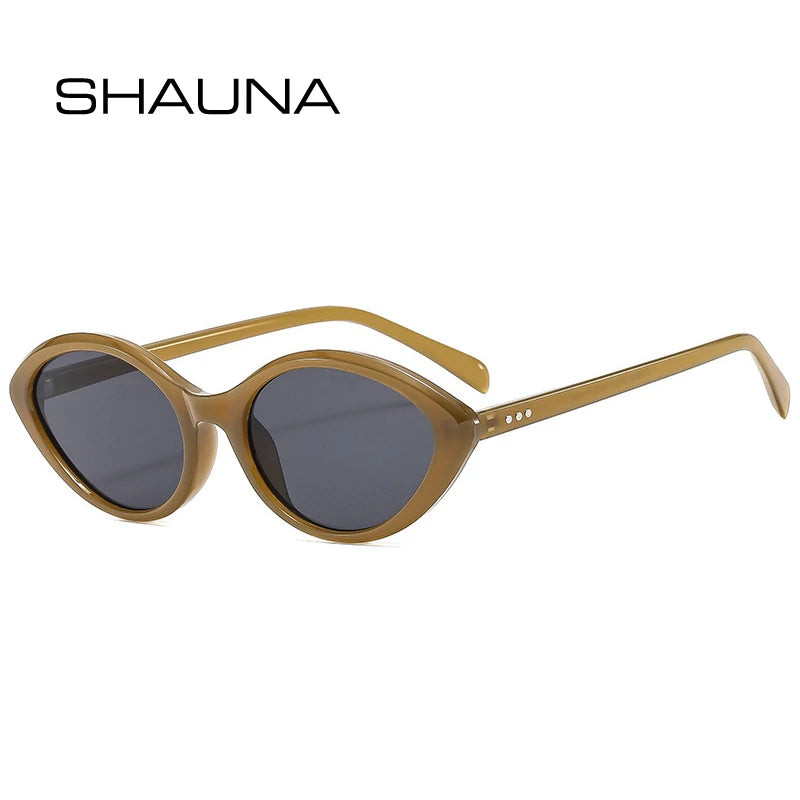 SHAUNA Fashion Small Cat Eye Sunglasses Women Fashion Gradient Shades UV400 Vintage Rivets Men Sun Glasses