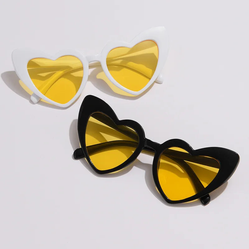 SHAUNA Metal Hinge Popular Heart Sharp Women Cat Eye Sunglasses Fashion Candy Colors Glasses UV400