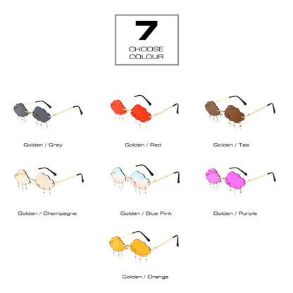 SHAUNA Ins Popular Rimless Sunglasses Women Clouds Lightning Tassel Sun Glasses Candy Colors Shades UV400