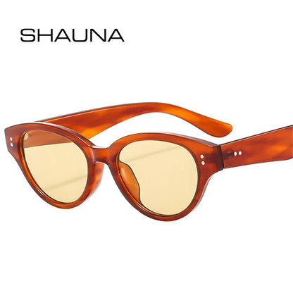 SHAUNA Retro Rivets Cat Eye Sunglasses Brand Designer Women Trending Shades UV400