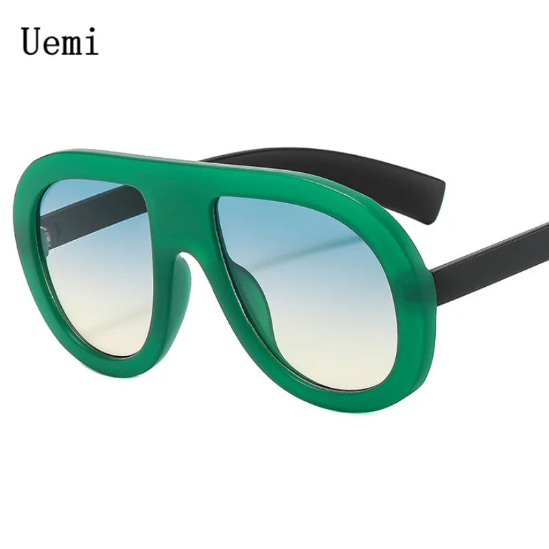 New Green Pilot Round Sunglasses For Women Men Fashion Casual Sun Glasses Driving Ins Trending Shades UV400 Eyeglasses