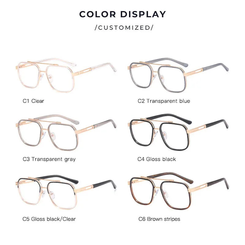 SHAUNA Anti-Blue Light TR90 Fashion Square Frames Retro Optical Frame Computer Glasses